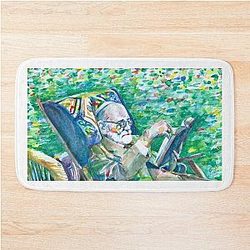 Sigmund Freud Watercolor Portrait Bath Mat