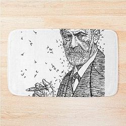 Sigmund Freud ink portrait Bath Mat