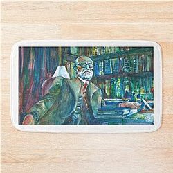 Sigmund Freud in his studio watercolor portrait Bath Mat