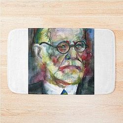 Sigmund Freud - watercolor portrait Bath Mat