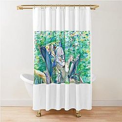 Sigmund Freud reading watercolor portrait Shower Curtain