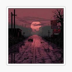 Silent Hill synthwave sticker