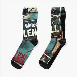 Welcome to Silent Hill Turn Back to Foggy Town Sign Horror Print Pyramid Head T-Shirt Socks