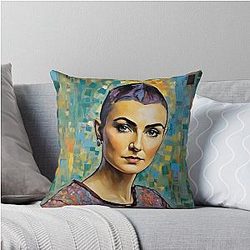 Portrait of Sinéad O'Connor Throw Pillow
