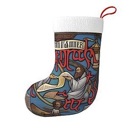 Saints and Sinners Christmas Stocking Decorative Holiday Hanging Sock for Tree Home Ornaments