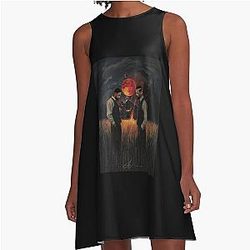 Smoke and Stack Sinners Retro Poster A-Line Dress