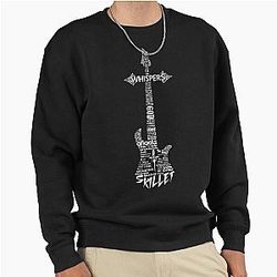 Skillet Guitar Typography Black Pullover Sweatshirt
