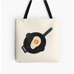 Cast Iron Skillet Fried Egg All Over Print Tote Bag