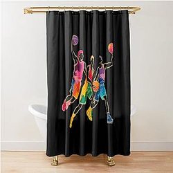 Colorful Graffiti Basketball Player Fan Hoops Shower Curtain