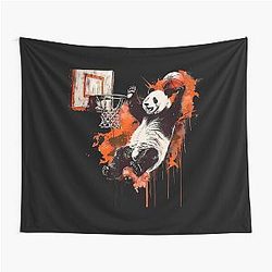 Basketball Panda Bear Basketball Player Slam Dunk Artwork Tapestry