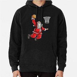 Bask etball Santa Slam Dunk T-Shirt Christmas Basketball Pullover Hoodie