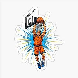 Orange Dunk Design Flying Basketball Player Slam Dunk Sticker