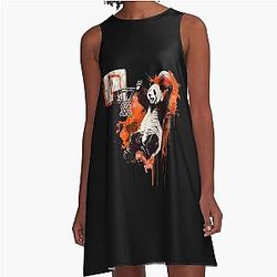 Basketball Panda Bear Player Slam Dunk Artwork A-Line Dress
