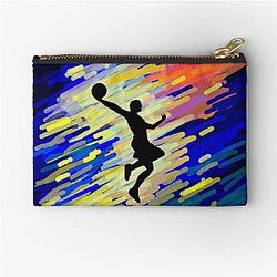 Slam Dunk Silhouette Abstract Basketball Art Zipper Pouch
