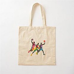Colorful Graffiti Basketball Players Slam Dunk Fan Cotton Tote Bag