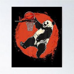 Basketball Panda Bear Slam Dunk Artwork Player Poster