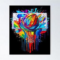 Colorful Basketball Tie Dye Hoop Net Poster