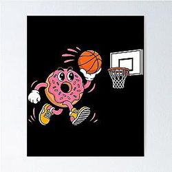 Funny Donut Basketball Fan Hoops Poster