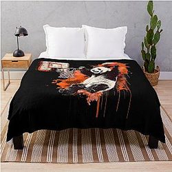 Basketball Panda Bear Slam Dunk Artwork Throw Blanket