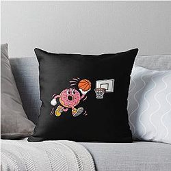Funny Basketball Donut Player Slam Dunk Fan Hoops Throw Pillow