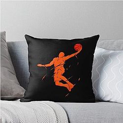 Colorful Basketball Fan Hoops Slam Dunk Throw Pillow