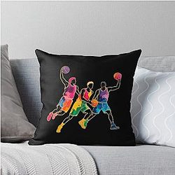 Colorful Graffiti Basketball Player Fan Hoops Throw Pillow