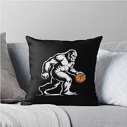 Sasquatch Bigfoot Basketball Player Slam Dunk Hoops Throw Pillow