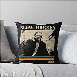 Retro Slow Horses Series Throw Pillow