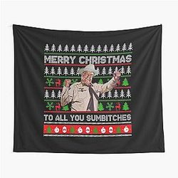 Smokey and the Bandit: Merry Christmas to all you sumbitches [Smokey and the Bandit] Funny Ugly Christmas Tapestry