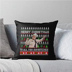 Smokey And The Bandit Merry Christmas To All You Sumbitches Funny Ugly Xmas Throw Pillow