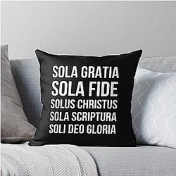 Five Solas Reformed Theology White Pillow