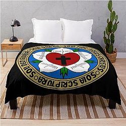 Luther's Rose with the 5 Solas of the Reformation Throw Blanket