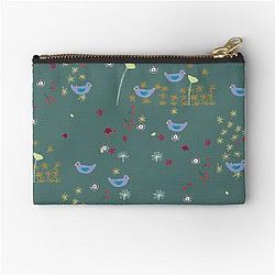 Motif oiseaux bleus Zipper Pouch