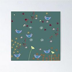 Motif bléu (fond sombre) Poster