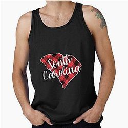 Top Tank Plaid Christmas SC State Map Gear Buffalo Carolina