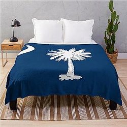 South Carolina Palmetto Tree Crescent Moon Throw Blanket