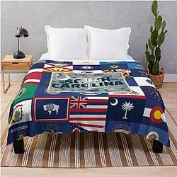 South Carolina Vintage Style Retro Souvenir Throw Blanket