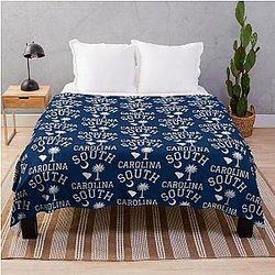 South Carolina Palmetto Tree State Map Home Blanket