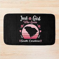 Just a Girl Who Loves South Carolina Pink Retro Gift Idea Bath Mat