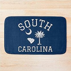 South Carolina Palmetto Tree State Map Home Vintage Bath Mat