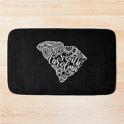 South Carolina Black and White Map Bath Mat