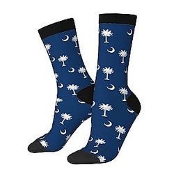 South Carolina Flag Art High Ankle Crew Casual Mid Calf Long Tube Socks For Men Women
