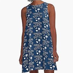 South Carolina Palmetto Tree State Map SC Home A Line Dress
