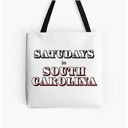 Saturdays in South Carolina Text Over Print Tote Bag