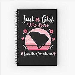 Just A Girl Who Loves South Carolina Pink Retro Vintage gift idea Spiral Journal