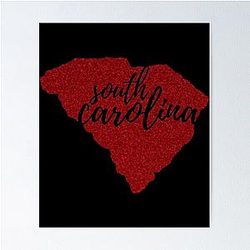 South Carolina Garnet Glitter Poster