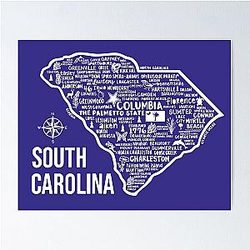 South Carolina Map Poster