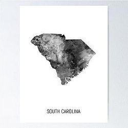 South Carolina Watercolor Map