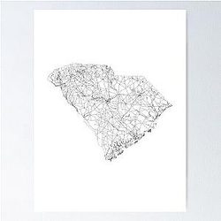 South Carolina State Map Art Print by LandSart Poster