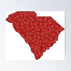 Red Rhinestone South Carolina Poster